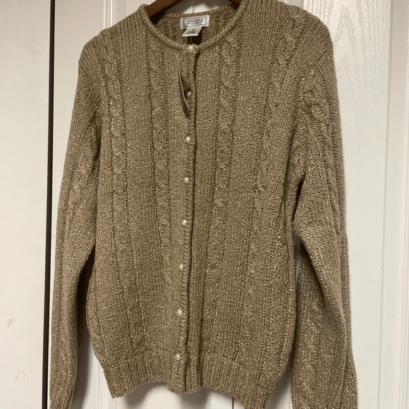 Jennifer Moore Womens Tan/buff Long Sleeves Button Front Cardigan Sweater M - Picture 15 of 16